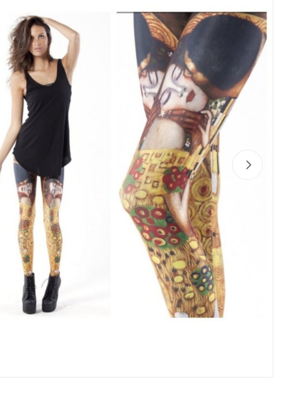 Blackmilk Black Klimt The Kiss Painting Leggings Pants